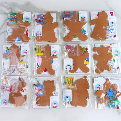 Winlyn 24 Sets 12 Designs Christmas Craft Kits Winter Crafts DIY Gingerbread Man Xmas Tree Ornaments Decorations Festive Foam Stickers Arts and Crafts Kids Holiday Classroom Activities Party Favors