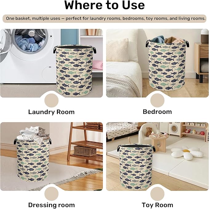Cute Japanese-Style Fish Foldable Laundry Hamper