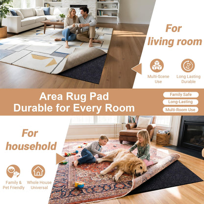 abalao 3x5 Ft 1/8 Inch Thick Waterproof Non Slip Rug Pad, Felt Rubber Dual Surface for Vinyl Plank LVP Laminate Hardwood