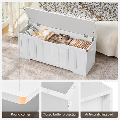 VANKILEY 47.2" Storage Chest Extra Large,Storage Trunk with 2 Safety Hinges,Wooden Storage Bench,Shoe Bench,47.2x15.7x19.1 Inch,Easy Assembly,Storage Bench for Bedroom,Living Room,entryway(White).
