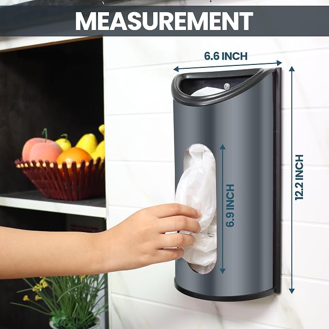 Utopia Kitchen Grocery Plastic Bag Holder and Dispenser Medium, Easy Wall Mount Bag Saver, Stainless Steel, Grey