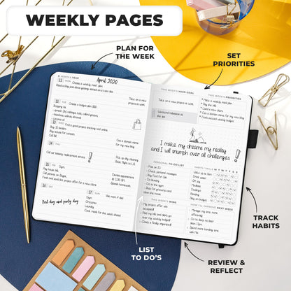 Clever Fox Planner Premium Edition – Undated Luxurious Weekly & Monthly Planner to Increase Productivity and Hit Your Goals – Organizer – Start Anytime, A5, Lasts 1 Year, Black (Weekly)