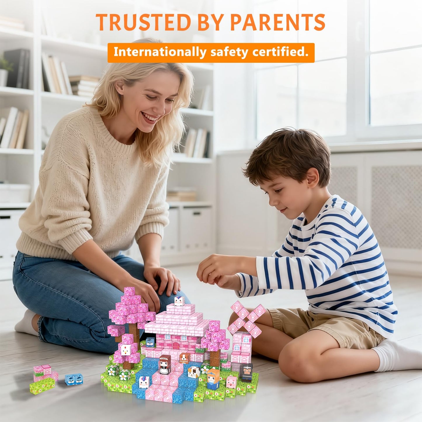 Vdealen 300 PCS Magnetic Blocks-Magnetic Building Blocks, Stacking Magnetic Cubes Toy for Kids, STEM Montessori Sensory Toys for Boys and Girls Age 3 4 5 6 7 8 9 10 11 12 Christmas Birthday Gift