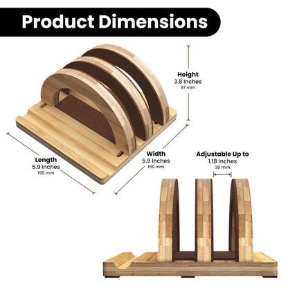 Kothar Premium Wood Vertical Laptop Stand - Adjustable Dual Slot Bamboo Holder for MacBook, Dell, HP, and More | Space-Saving Desktop Organizer | Eco-Friendly, Sleek & Durable Design