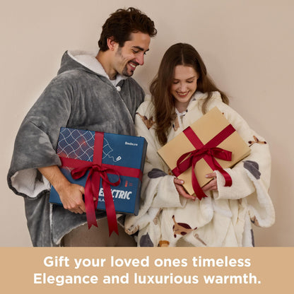 Bedsure Heated Blanket Wearable Shawl - Electric Wrap Poncho Blanket Hoodie for Adult, Birthday Gifts for Mom Women, Sherpa Heating Throw with 4 Time Settings & 6 Heat Settings, 55x64 inches, Grey