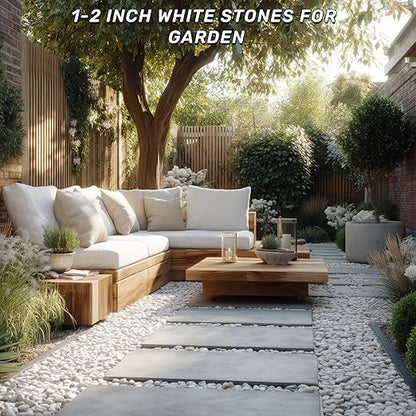 NUPICK 45lb White River Rocks for Outdoor Landscaping, 1-2 Inch Pebbles for Indoor Plants, Natural Polished Aquarium Gravel, Decorative Rocks for Succulent, Garden, Vases Fillers, Bird Baths