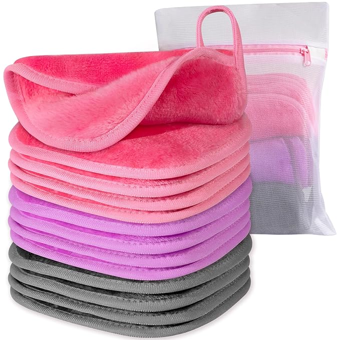 Makeup Remover Cloth, 12 Pack Makeup Remover Pads Microfiber Face Washcloth