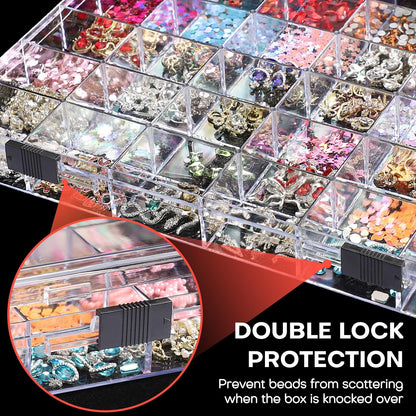Noverlife 2 Pack 36 Grids Clear Plastic Organizer Box, Jewelry Craft Storage Container Bead Holder Nail Charm Organizer, Rock Collection Box for Fishing Tackles, Acrylic Earring Display Case for Girls