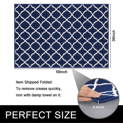 SHACOS Large Door Mat 3'x5' Indoor Washable Front Door Mats, Navy Blue