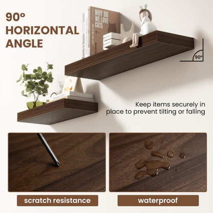 Acovy 48 Inch Floating Shelves for Wall 1 Pack, 48" Wall Shelves for Books, Storage, Decor, Wall Mounted Floating Shelf with Invisible Brackets for Kitchen, Living Room, Walnut