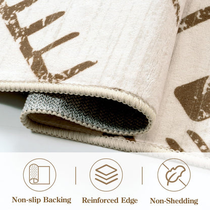 LIVEBOX Moroccan 8x10 Area Rug, Beige Washable Rugs for Living Room Bedroom, Non Slip Western Tribal Rug Low Pile Geometric Large Area Rugs Diamond Carpet for Dining Room, Nursery Room, Playroom Boho
