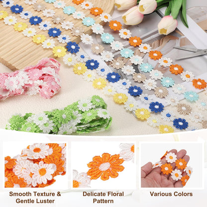 uxcell Flower Lace Trim, 5 Yards 1 Inch Wide Delicate Floral Edge Lace Trim Ribbon DIY Handmade Patchwork Ribbon Sewing Supplies Crafts, Orange-White