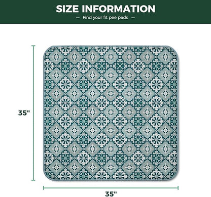 FXW Washable Pee Pads for Dogs, Puppy Pads with Super Absorbent, Specifically Designed for Potty Training, 35" Square, Tribal Blue, 2 Packs