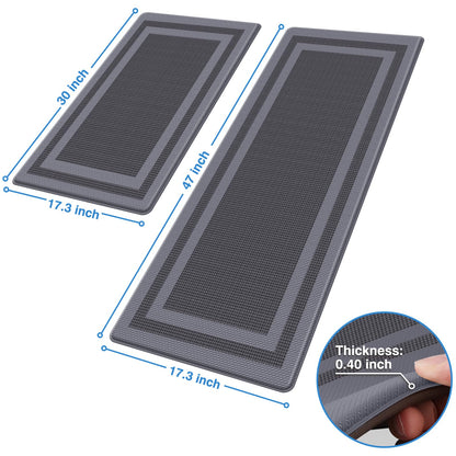 LuxStep Kitchen Mats [2 PCS] Cushioned Kitchen Rugs Anti-Fatigue Floor Comfort Mat,Non-Slip Standing Desk Mat,Waterproof Kitchen Rug Set for Kitchen,Floor,Office,Classic Gray