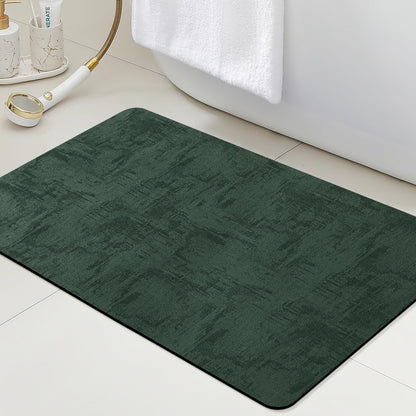 ACCUMTEK Non Slip Bath Mat, Thin Bathroom Rugs Fit Under Door, Quick Dry Bath Mats, Machine Washable Bath Rugs for Bathroom, Bathtub & Kitchen, Bathtub, Deep Green/Marble/32 x20