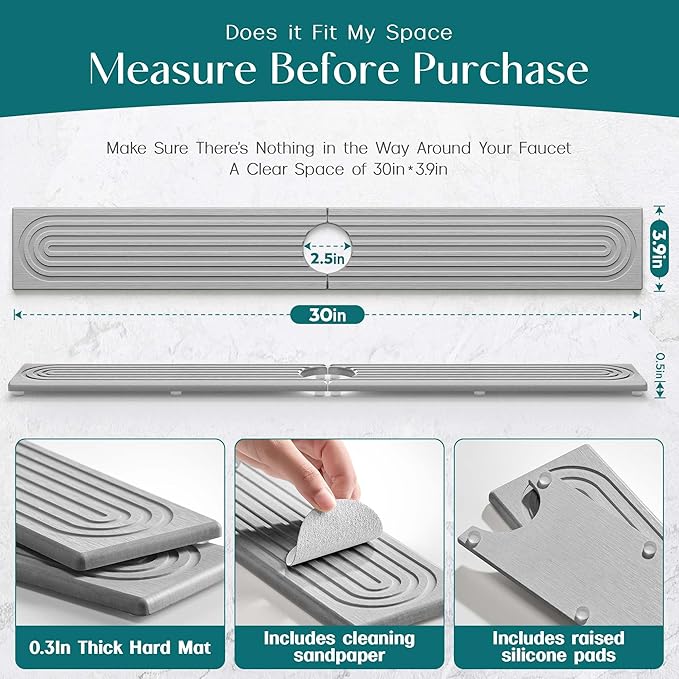 30 inch Kitchen Faucet Absorbent Mat