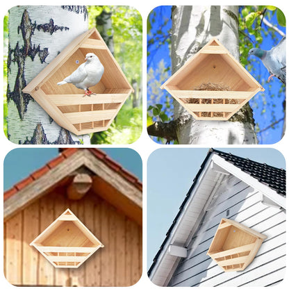 oyhqes Mourning Dove Nesting Box Cedar Wooden Birdhouses Shelter Triangular Opening Pigeon Roosting Platform for Outdoors Garden Yard Decor