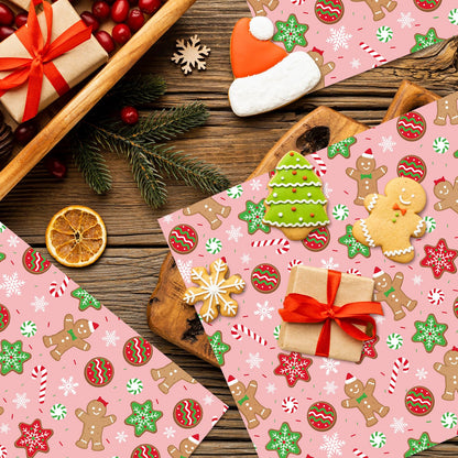 JarThenaAMCS 150Pcs Christmas Wax Paper Pink Gingerbread Man Snowflake Deli Paper Tissue Xmas Winter Sandwich Wrap Paper Oil-Proof Picnic Liners for Party Kitchen Supplies