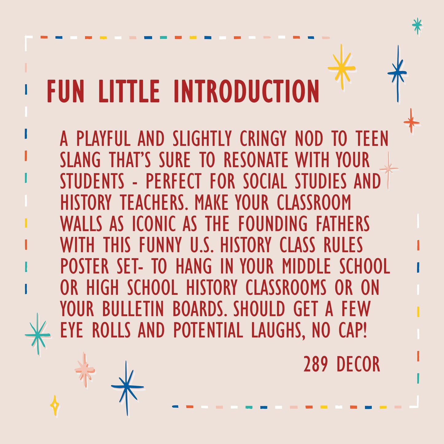 Funny U.S. History Classroom Rules Posters - Set of 9 Unframed 11x14 American History Wall Art | Social Studies Classroom Decorations for Teachers | Bulletin Board Decor