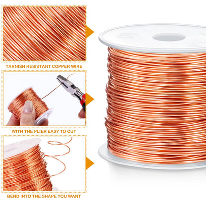Funrous 5 Rolls 5 Size Jewelry Wire 18, 20, 22, 24, 26 Gauge Copper Wire Kit Jewelry Beading Bendable Craft Metal for Making Crafts, Sculpting with a Pliers(Copper)