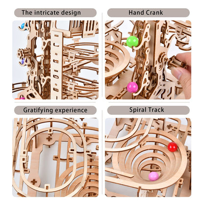 3D Wooden Puzzles Marble Run Chain Kit, Wood Creative Mechanical Puzzles Assembly Model Building Kits to Build for Adults & Kids, DIY Wooden Puzzle Hobbies Toys for Adults &Teens Gifts
