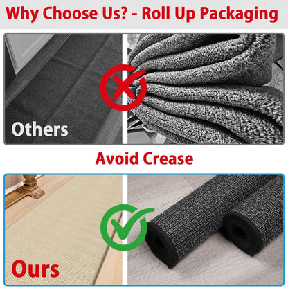 GOYLSER 15 ft Jute Running Rugs for Hallway, Kitchen Rug Runner Non Slip Washable Absorbent Hall Runner Rug, Beige Runner for Kitchen Floor Non Slip