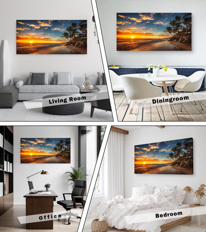 DZL Art S74798 Canvas Painting Print Paradise Tropical Island Beach with Palms Photograph Print Nature Pictures Wall Art Canvas Prints Painting for Living Room Bedroom Decor Office Wall Decor