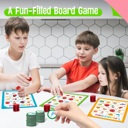 Alphabet & Phonics Bingo Game, 12 Bingo Boards ABC Letters, CVC Blends Words Phonetic Game, Letters Phonetic Awareness Early Educational Learning Toys - Ages 4 and up, Perfect for Classroom & At Home