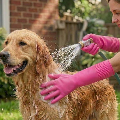 Rubber Dishwashing Gloves, Reusable Cleaning Dish Gloves for Kitchen, Long Cuff for Washing Dishes