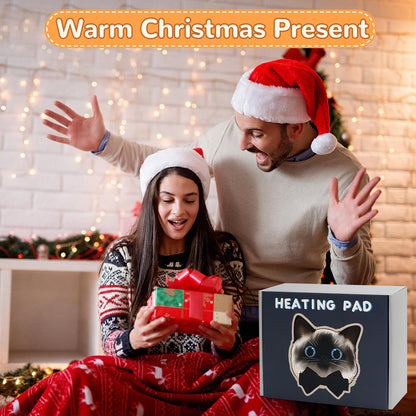 Large Microwave Heating Pad with Washable Cover 21 * 12" Microwavable Heating Pads for Cramps, Back, Neck Shoulder Pain Relief, Cordless Weighted Moist Heat Pack, Black Cat