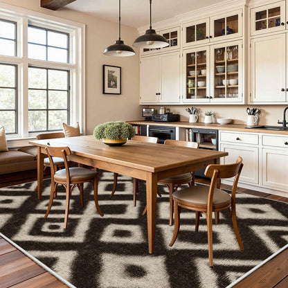 Country Rugs 7x9 - Classic Rustic Geometric Aztec Design, Rural Country Farmhouse Style, Native American Rustic Carpet, Washable Non Slip Soft Large Carpet for Living Room Kitchen