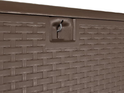 Amazon Basics Outdoor Storage Deck Box, Lockable, Weather-Resistant, 99 Gallon, Brown, for Patio Cushions, Gardening Tools, Pool Accessories