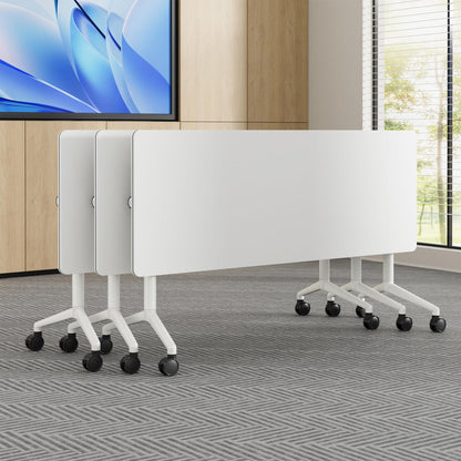 Okeysen Conference Room Table 1 Pack, Modern Folding Training Tables with Flip Top, Mobile Table with Four Locking Wheels, Executive Desk for Meeting Room, Office, Classroom 59.06”x23.62”x29.53”
