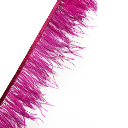 Happy feather 2 Yards 5-6inch Pink Ostrich Feathers Trim Fringe for DIY Dress Sewing Crafts Costumes Decoration-Fuchisa