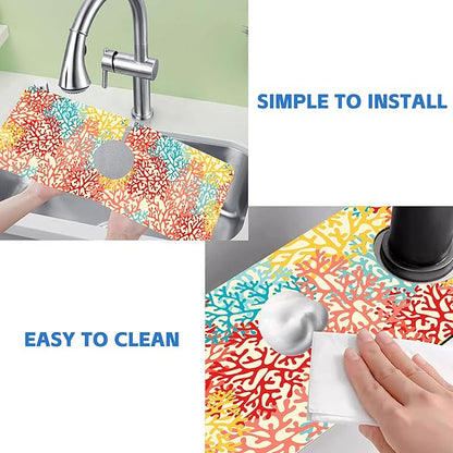 Colorful Sea Corals Dish Drying Mat