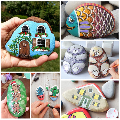 Simetufy 20 Pcs 3.3-4.5'' Large River Rocks for Painting, Rocks for Painting, Rock Painting for Kids, Smooth and Flat Rocks Painting Rocks for DIY & Arts
