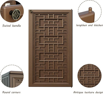 Indoor Outdoor Storage Cabinet Waterproof with 1 Shelf, Plastic Outdoor Storage Cabinets for Patio/Garden/Backyard, Size 34.3''L*15''W*36.2''H(Brown)