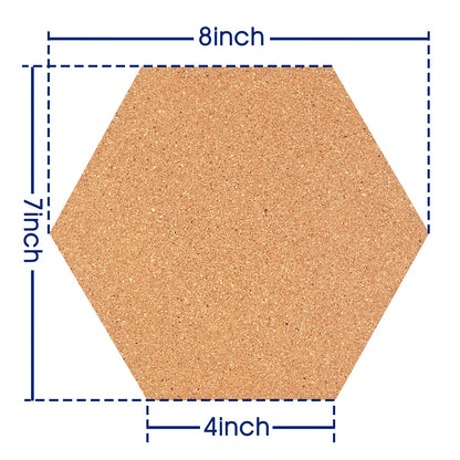 SVOPY 10 Pack Cork Bulletin Board Hexagon - Decorative Display Boards, 1/2" Thick Self-Adhesive Cork Board Tiles for Home Office Decor, School Message Board (10 Pcs)