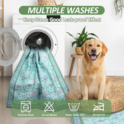 Washable Pee Pads for Dogs, 2 Pack Super Absorbent Reusable Puppy Pads with Colorful Flowers Patterns for Potty Training, Floor, Couch, Bed, and Crate,18"x 24"