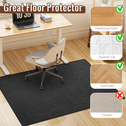 Wansimoo Office Chair Mat for Hardwood and Tile Floor, 36"x48" Floor Mat, Heavy Duty Computer Gaming Chair Mat, Anti-Slip, Non- Curve, Desk Chair Mat, Floor Protector for Home Office(Black)