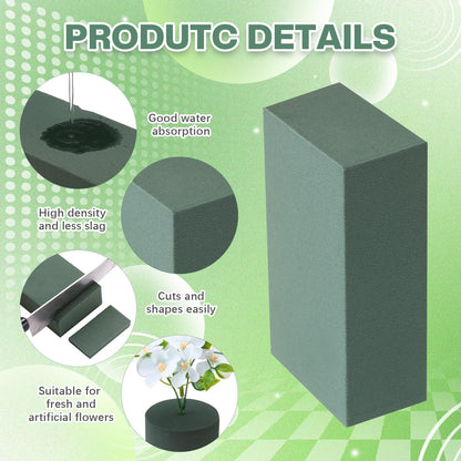 Baderke 30 Pack Floral Foam Blocks Round & Block Foam Set Green Wet & Dry Flower Blocks for Fresh & Artificial Flower Arrangement Florist Supplies for DIY Arts Crafts & Weddings