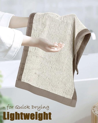 Cleanbear Hand Towels for Bathroom Set of 4, Jacquard Weaved Cotton Face Towels