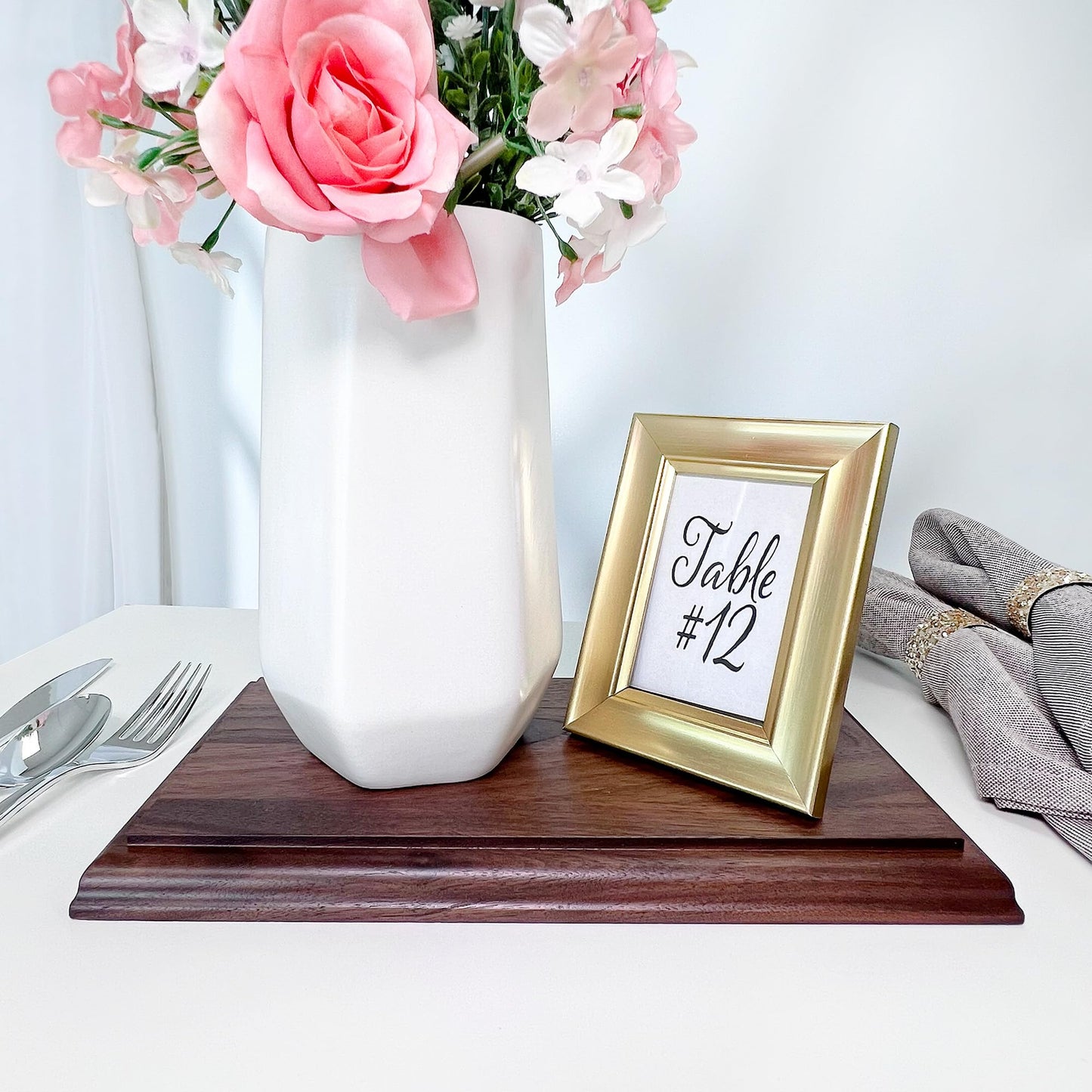Plymor Solid Walnut Rectangular Wood Display Base with Ogee Edge, 10.75" W x 6.125" D x 0.75" H