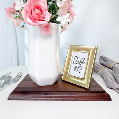 Plymor Solid Walnut Rectangular Wood Display Base with Ogee Edge, 10.75" W x 6.125" D x 0.75" H