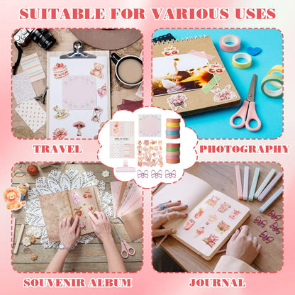 FunooFuno 156 Pcs Scrapbooking Supplies Kit Vintage Aesthetic Scrapbook Kit for Planner, Bullet Junk Journaling, Junk Journal, Retro Crafts, DIY Journaling Supplies