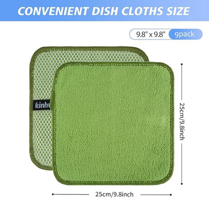 KinHwa Kitchen Washcloths for Dishes Absorbent Microfiber Dish Cloths Quick Dry