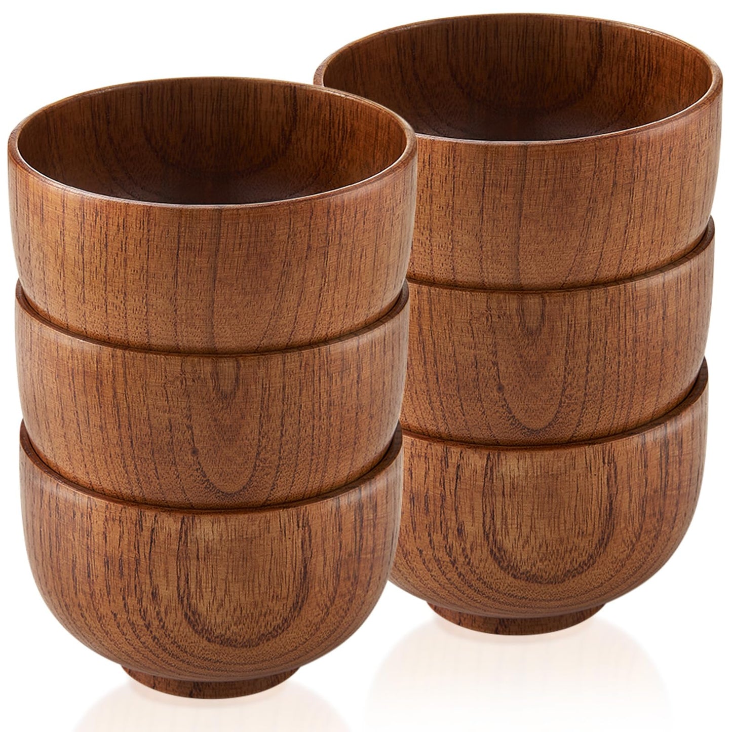 Tioncy 6 Pcs Acacia Wood Small Bowls 4.13 x 2.64 Inch Wooden Bowls Japanese Cups for Food Dipping Sauce Soup Salad Rice Serving Decorations Charcuterie Boards