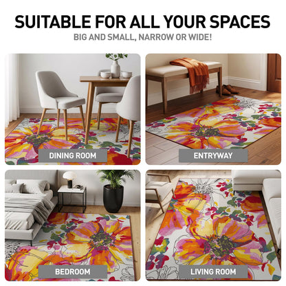 Rugshop Modern Bright Flowers Non-Slip (Non-Skid) Area Rug Runner 2' X 7' (22" X 84") Multi