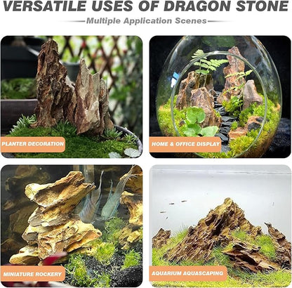 Unocho Dragon Stone Aquarium Rocks 5lb Seiryu Stone for Aquariums Landscaping Model Fish Tanks Terrariums Vivariums Paludarium Amphibian Enclosures(2-4 inches)
