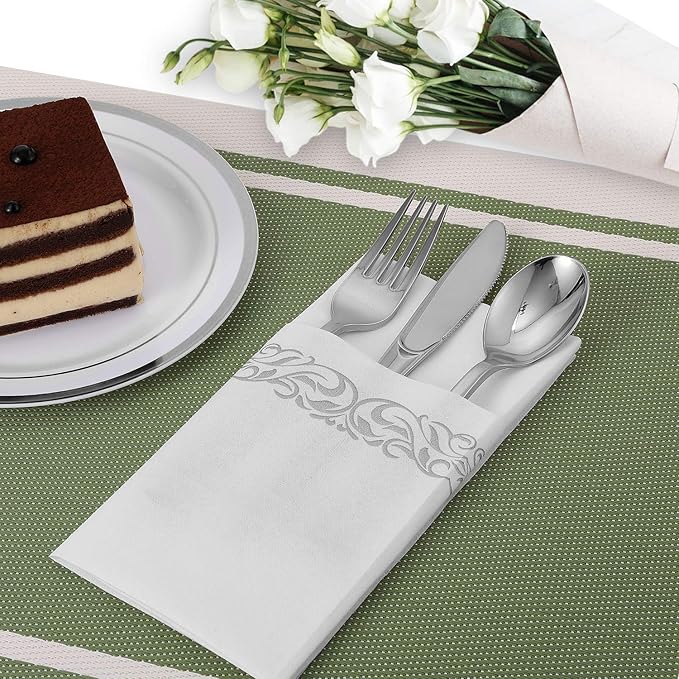 FOCUSLINE 200 Linen Feel Disposable Bathroom Napkins, Soft and Absorbent Paper